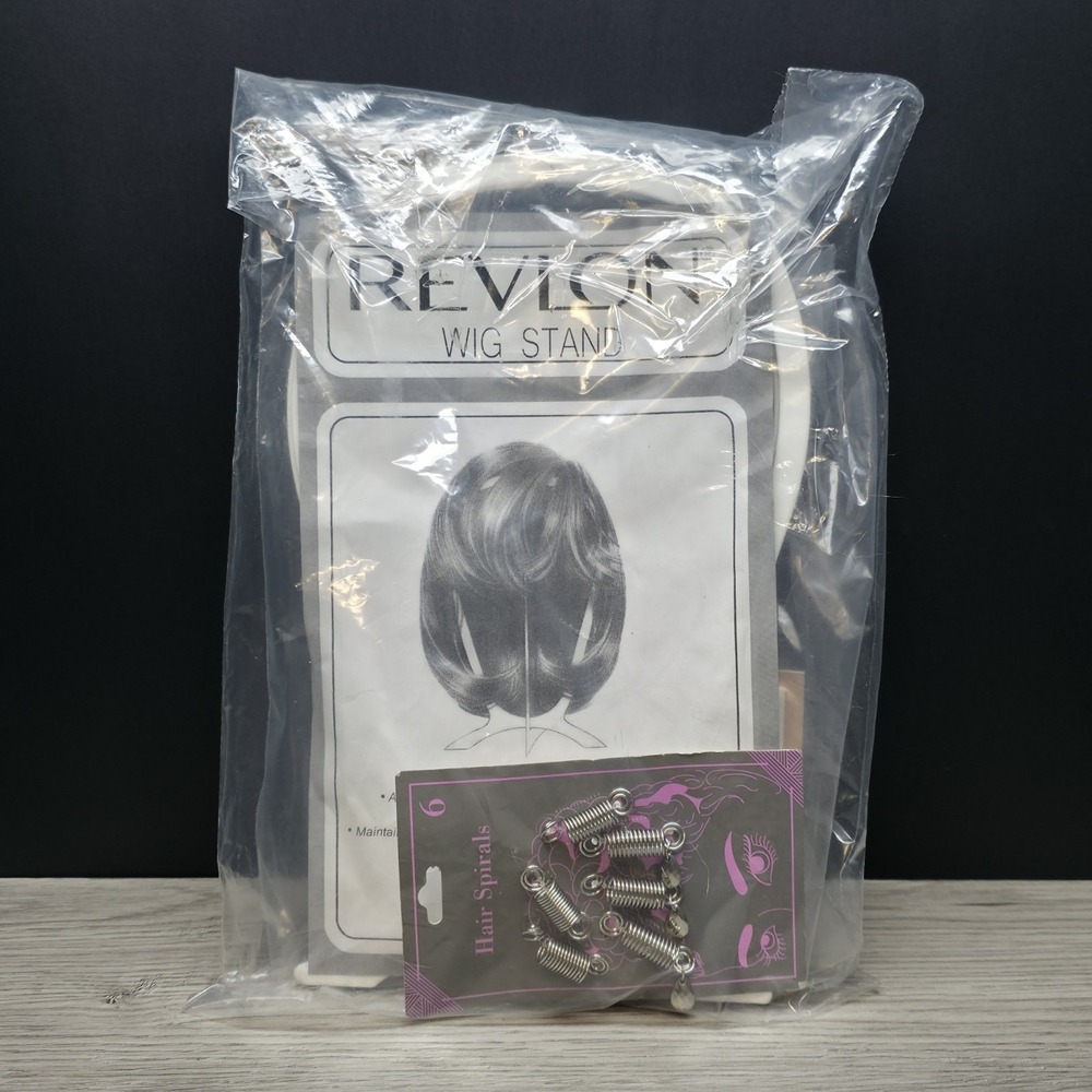 Revlon Wig Stand White Plastic Hairpiece Drying Holder with Wig Cap & Spirals